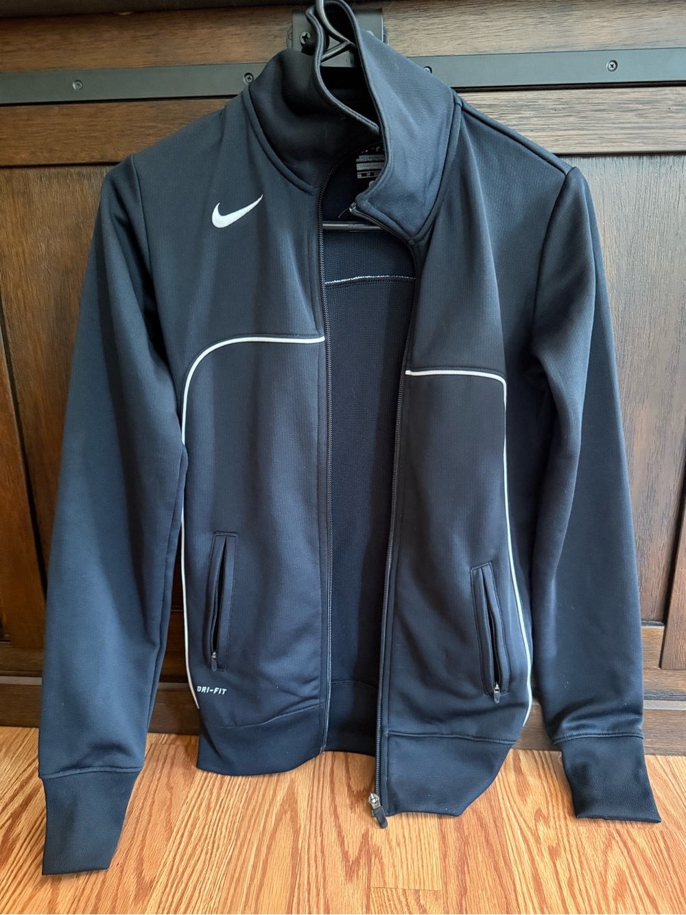 Nike Black Performance Full-Zip Track Jacket with White Accents